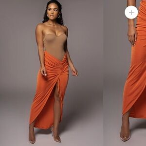 Orange slinky skirt